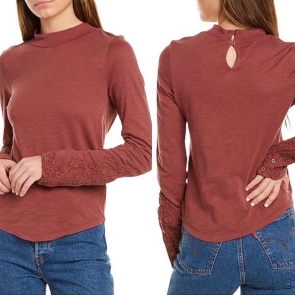 Free People Hooked On You Mock Turtleneck Top NWT